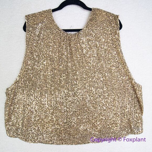 New! Free People  Lost In Your Light Sequin Tie Front Women's Top, size‎ XL - Picture 9 of 14